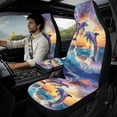 thumbnail image 2 of Xixirimido 5-Piece Car Seat Cover Set Breathable PU Leather Front Seat Covers with Seat Belt & Console Covers Universal Fit for SUV, Sedan, Truck, Sunset Glow Sea Dolphins, 2 of 8