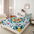 thumbnail image 3 of jejeloiu Vibrant Floral Queen Sheets For Men Women,Colorful Mandala Queen Sheet Sets,Multicolor White,4 Pieces,1 Flat Sheet, 1 Fitted Sheet and 2 Pillowcases, 3 of 6
