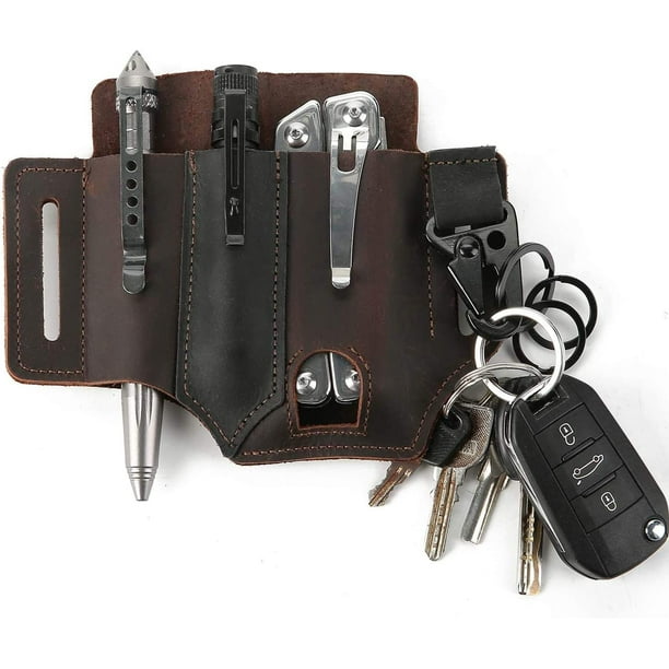 Multitool Sheath for Belt, Multitool Sheath,Leather Flashlight Holster,Handmade 3 Pockets