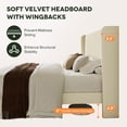 thumbnail image 5 of Einfach Queen Bed Frame, Upholstered Platform Bed with Wingback Headboard, No Box Spring Required, Cream White, 5 of 9