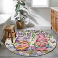 thumbnail image 3 of Round Rug 3.3Ft Washable Non-Slip, Blue Purple Gnomes Circle Area Rugs for Living Room Bedroom, Spring Vintage Hydrangea Flower Leaf Indoor Floor Mats Carpet Runner for Home Decor Aesthetic, 3 of 8