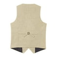 thumbnail image 6 of VBTAPA Men's Suit Vest Western Cargo Vests V Neck Herringbone Waistcoat with 3 Pockets Beige M, 6 of 8