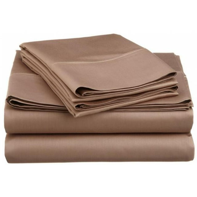 Cotton Rich 600 Thread Count Solid Sheet Set Twin XL-Taupe
