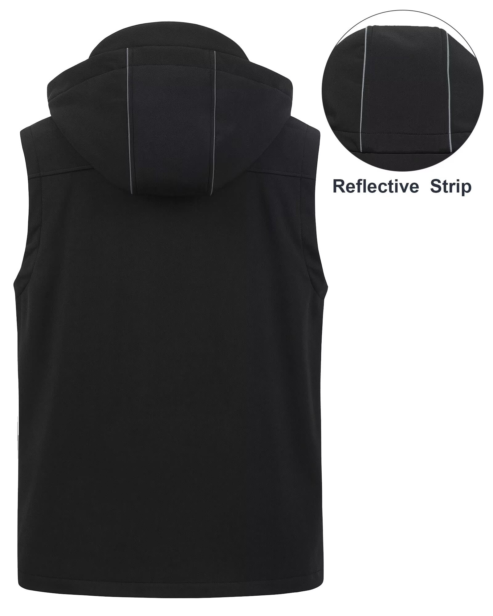 Chrisuno Men's Casual Plus Size Hooded Vest Lightweight Fishing Vest Golf Photography Hiking Shooting Travel Vest Black 3XL
