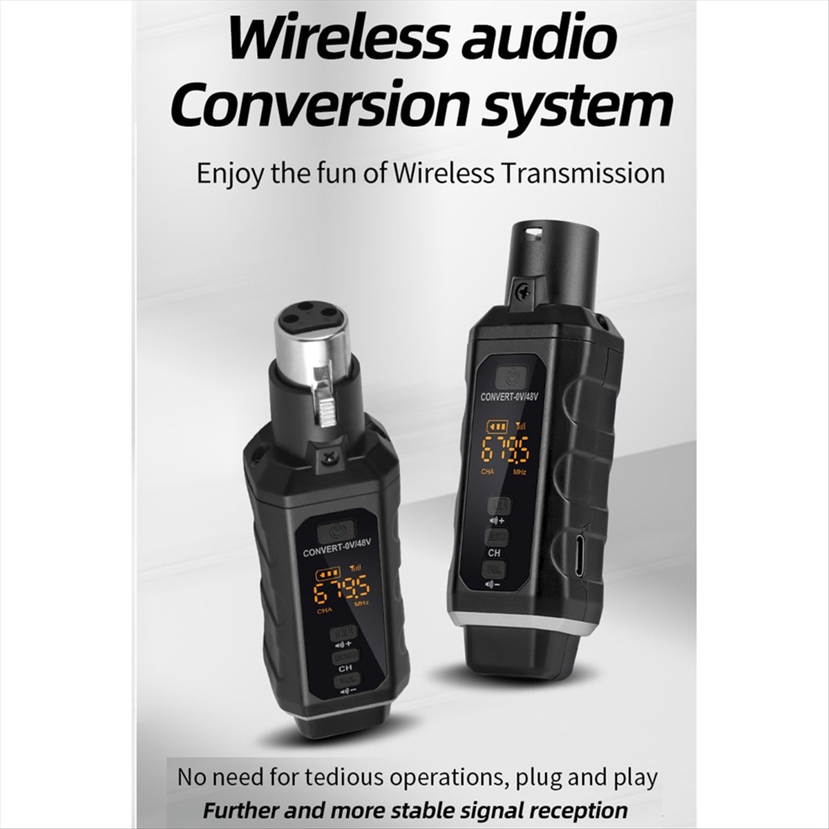 UHF Professional Microphone Wireless Converter XLR Transmitter Receiver for Dynamic Microphone Guitar Audio Mixer
