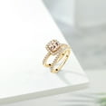 thumbnail image 4 of Gem Stone King 18K Yellow Gold Plated Silver Wedding Engagement Ring Band Bridal Morganite Moissanite (1.34 Cttw), 4 of 5