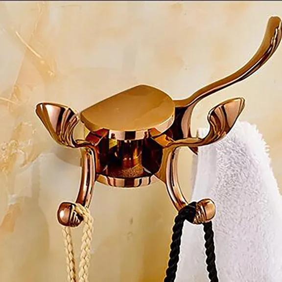 1PC 3 Hooks Rotatable Hanging Robe Hooks Wall Mounted Aluminum Alloy Coat Hanger Hook Bathroom Towel Clothes Bath Ball Rack