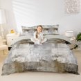 thumbnail image 2 of Homewish Watercolor Grid Duvet Cover Queen,Classic Abstract Queen Bedding,Brown,Light Gray Reversible,3 Pieces,1 Duvet Cover and 2 Pillowcases, 2 of 6
