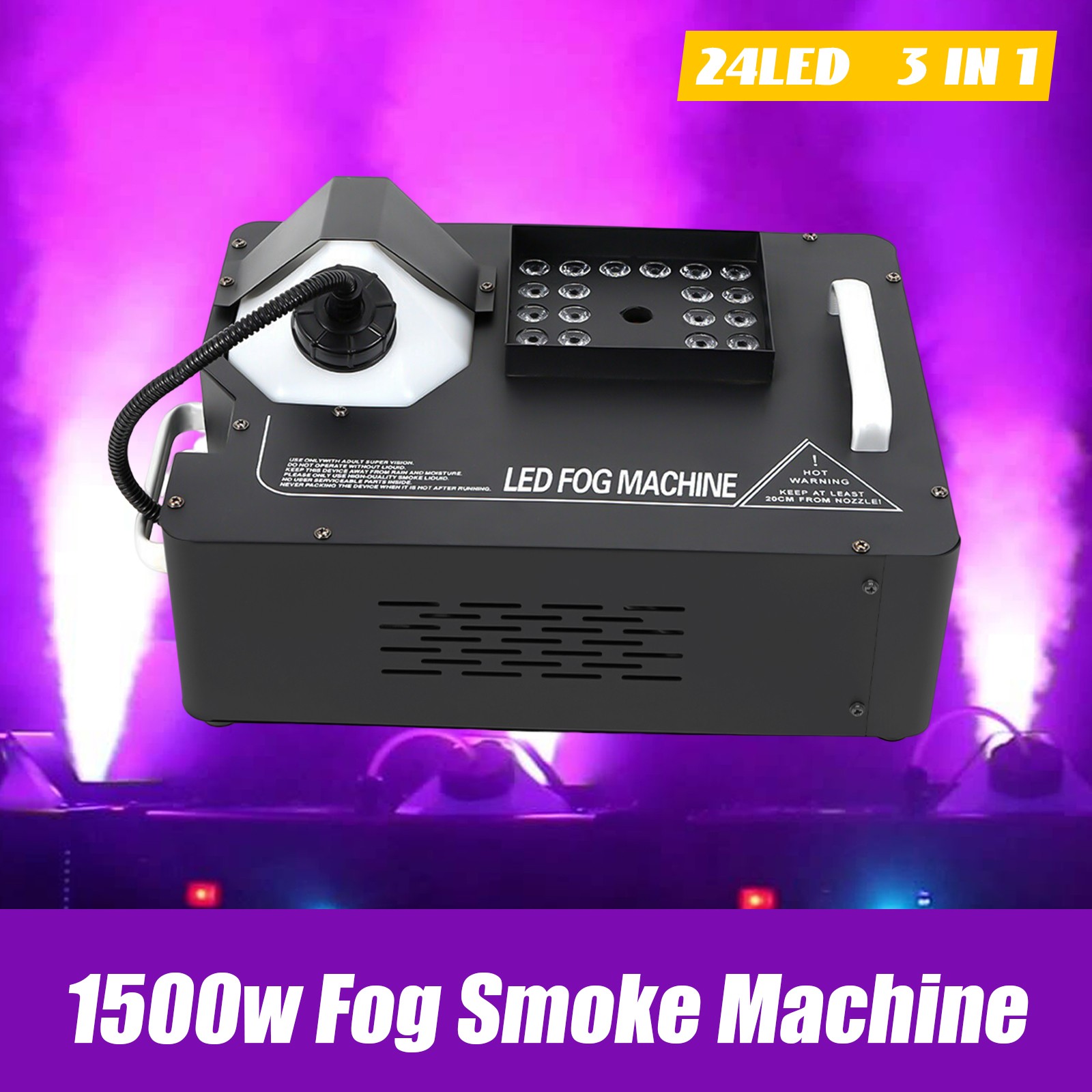 1500W Fog Machine with RGB LED Lights for DJ Parties and Events