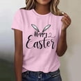 thumbnail image 2 of Mujeres de Manga Corta Tops Casual Nuevo Cuello Redondo Pascua, Ligera Camiseta de Poliéster Spandex, 2 of 4