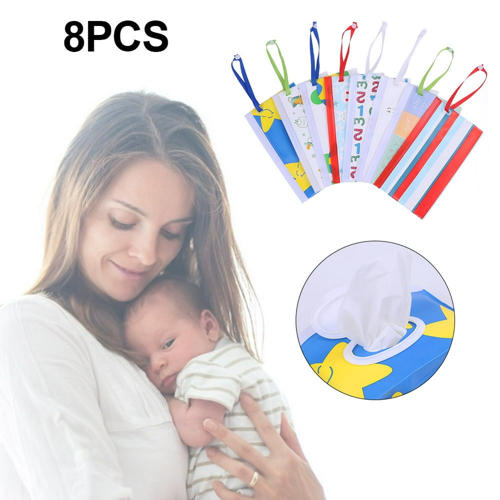 8PCS Reusable Wet Wipe Pouch Dispenser Portable Waterproof