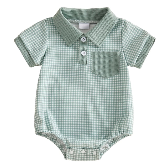 Akiihool Cache-Couche de Baseball pour Bébés Garçons à Manches Courtes (Vert, 0-3 Mois)
