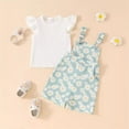 thumbnail image 4 of Birdeem Tank Top for Girls Chrysanthemum Print Set Flying Sleeve T-Shirt Set Baby Girl Backpack Pants Set, 4 of 12