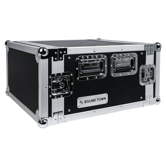 Sound Town 6U PA/DJ Rack/Road Case, 6-Space, with 21 Depth, Plywood, Metal Ball Corners - Pro Tour Grade (STRC-6U)