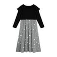 thumbnail image 4 of Abcomgle Girls Maxi Dresses 7-16 Patchwork Ruffle Long Sleeve Maxi Dress Polka Dot Crew Neck Sundresses Holiday Tiered Dresses with Pockets,5-6 Years Gray, 4 of 5