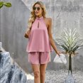 thumbnail image 2 of REORIAFEE Women Vacation Outfits Yoga Set Women's Fashion Casual Spring Summer Round Neck Sleeveless Blouse Tops Pink M, 2 of 8