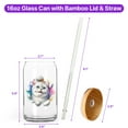 thumbnail image 5 of Funny Watercolor Adorable American Shorthair Peeking Through Torn Paper Effect 16oz Glass Cup Mug Cat Lover Kitten Owner Gifts Glass Can with Bamboo Lid and Straw - 00026, 5 of 5