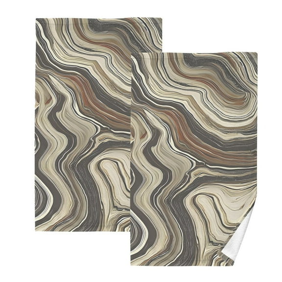 Ryvnso Brown Marble Cotton Hand Towels Sets Face Towel 2 PCs Bathroom Decorative
