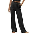 thumbnail image 2 of Dasayo High Rise Pants for Women Straight-Leg Palazzo Beach Trousers Flowy Drawstring Solid Pants Capris for Women XXL, 2 of 4