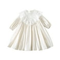 thumbnail image 1 of WEAIXIMIUNG Robes d'Été Mignonnes pour Filles 10-12 Longues Printemps Douces pour Fille Dentelle Manches Longues Douces Décontractées Col Rond Robe Ample pour 1 à 6 Ans, 1 of 9