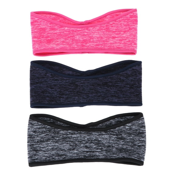 Oraceous 3pcs Fleece Headband Ear Warmers Ear Muffs Sweat Absorbent Non-Slip Hair Band for Running Yoga Grey Blue Rosy for Each 1Pc