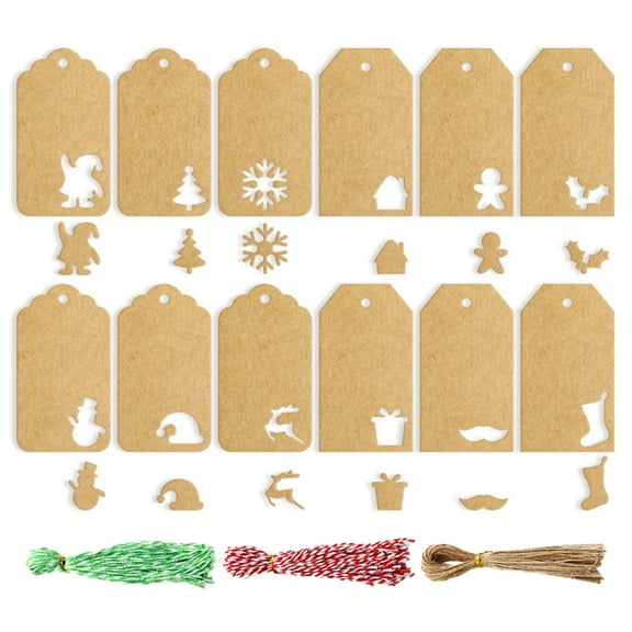 140 Pieces Christmas Tags, Paper Lables Christmas Wrapping Tags Kraft Gift Decorations Tags with Twine Strings