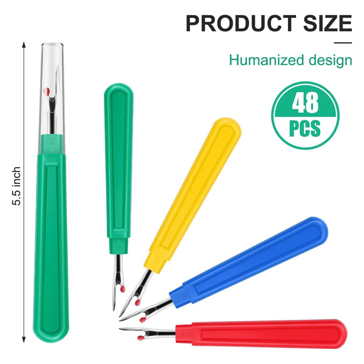 Symkmb 48 Pcs Sewing Seam Rippers Set Handy Colorful Thread Cutter Ripper for Embroidery Clothes Tag Remover Plastic