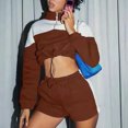 thumbnail image 2 of Wyzesi Shorts Suit Women Casual Linen Ladies Solid Color Splicing Drawstring Casual Shorts and Sweatshirt Set Features Swim Shorts Suit Women Inseam Girl Shorts Suit Jean, 2 of 7