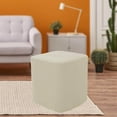thumbnail image 3 of Square Foot Rest Ottoman Covers foot stool cover Decorative Footstool Slipcover Milky White, 3 of 8