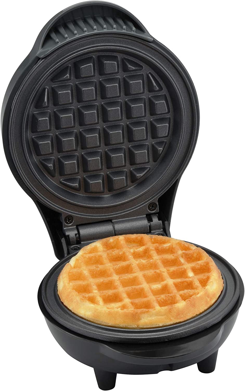 Kitchen Selectives Mini Waffle Maker - Classic Waffle Iron for Breakfast, Snacks & Desserts - Nonstick Coating for Easy Cleanup - Compact & Portable - Dark Gray