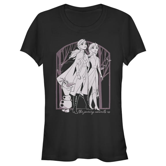 Junior's Frozen 2 Sister Forest Frame Graphic Tee Black Medium