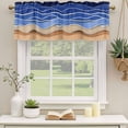 thumbnail image 2 of Blue Brown Beach Curtain Valances for Windows, Kitchen Valance Window Treatments Panel 2 Pack, Abstract Striped Gradient Ocean Sand Rod Pocket Short Curtains for Bathroom Bedroom 54 x 18 Inch, 2 of 8