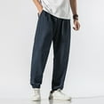 thumbnail image 3 of PuLe Men's Pants Men Chinese Style Kung Fu Pants Tai Chi Loose Trousers Linen Casual Retro Wide Leg Black, 3 of 3