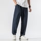 thumbnail image 3 of Puntoco Pantalones casuales largos para hombre, de lino, de color liso, con bolsillos y cordón, con perneras unidas, 3 of 3
