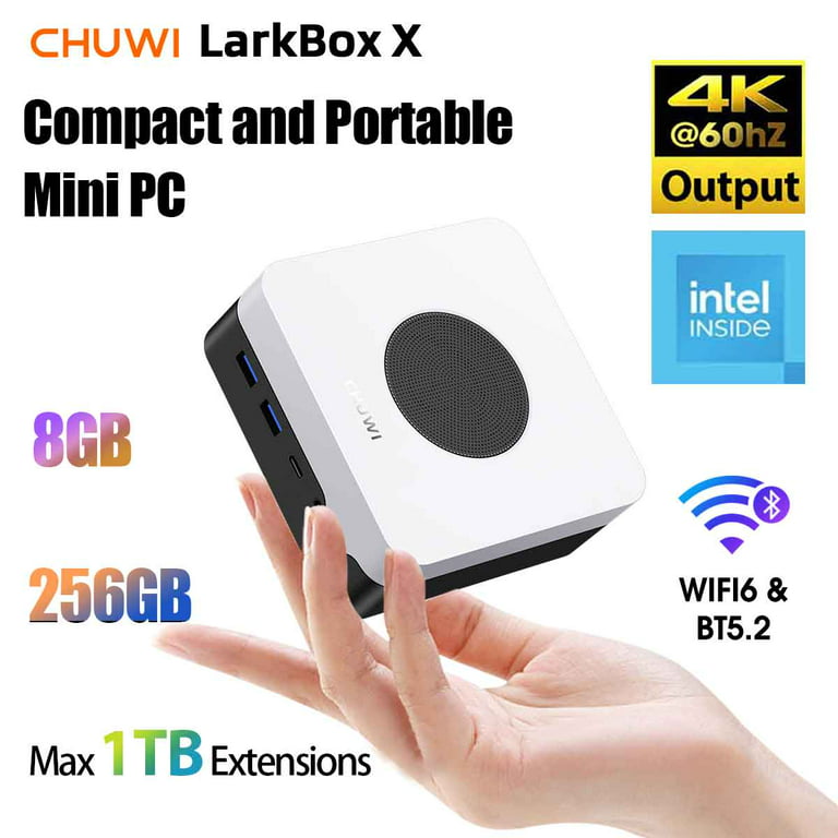 CHUWI LarkBox X Mini PC,512GB SSD 12GB RMA,Intel 12th Gen N100(up to  3.40Ghz),Windows 11 Mini Gaming/Bussiness Desktop Computers,WIFI  6,Hybrid–Cooling