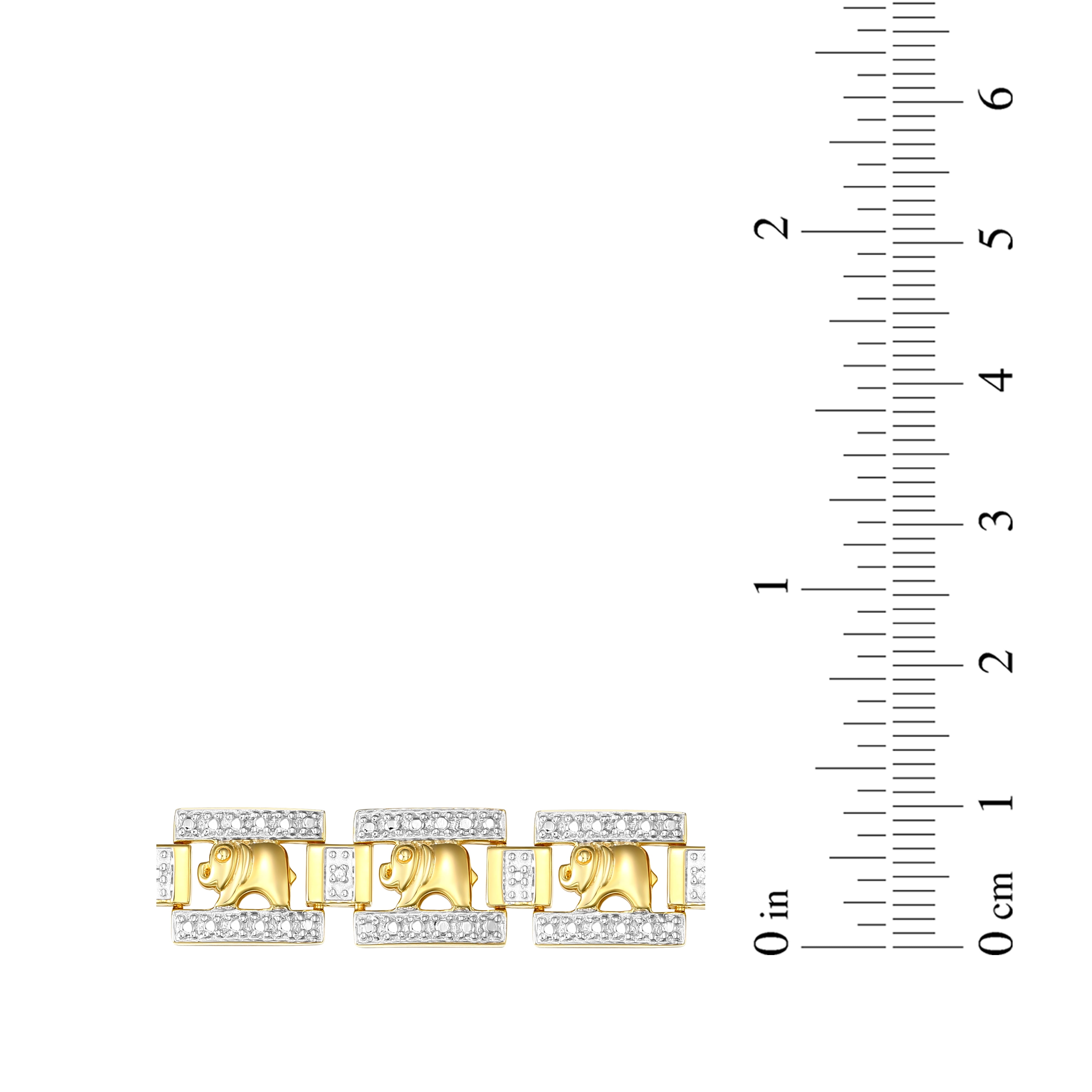Forever Facets Diamond Accent Elephant Bracelet in 18k Yellow Gold over Sterling Silver, Adult Female