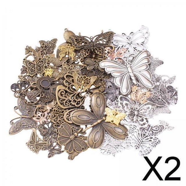 Delicados dijes de mariposas para joyería y artesanías hechas a mano. 2 piezas