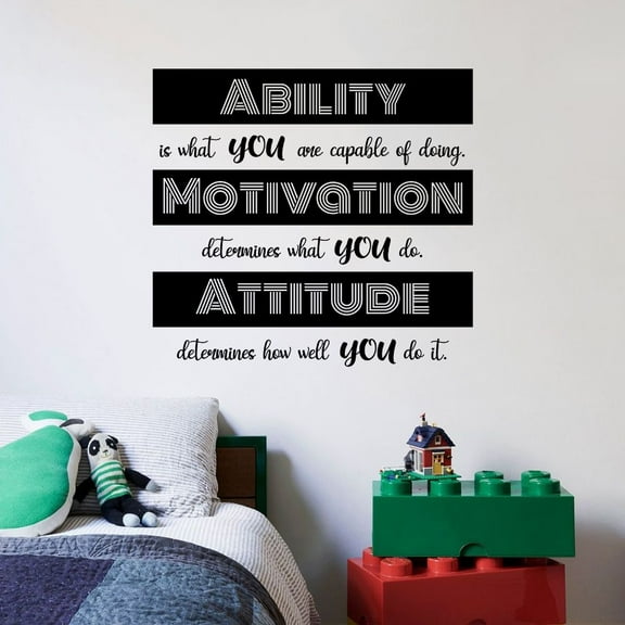 Ability Motivation Attitude Quote Positive Life Inspiration Quotes Saying Wall Art Sticker Designs Vinyl Stickers For Boys Girls Home House Walls Rooms Windows Bedroom Decoration Size (30x30 inch)