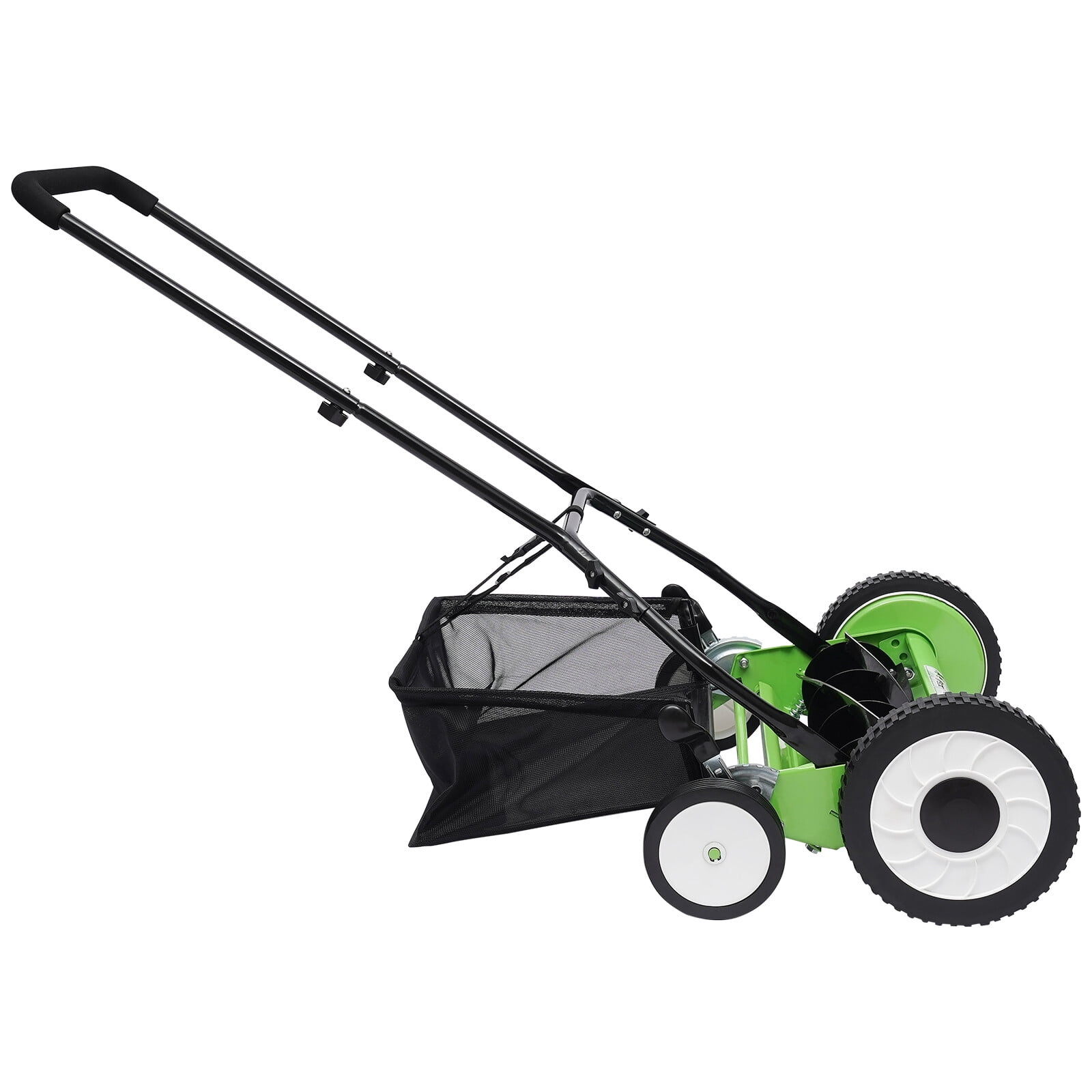 Denest 16" Walk Behind Manual Reel Mower Adjustable 5-Blade Hand Push Lawn Catcher Yard