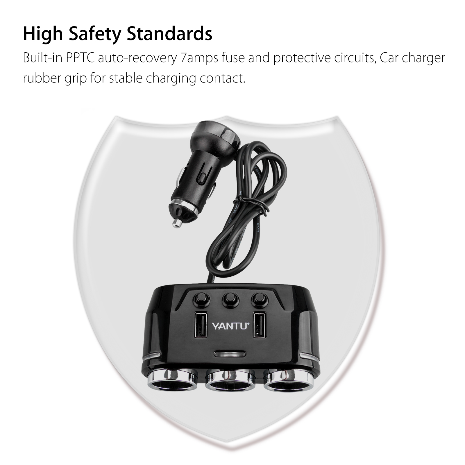 TSV 3-Way Cigarette Lighter Splitter with 2 USB Charger, 12/24V photo 8