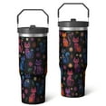 thumbnail image 2 of 1pc Cat 30oz Tumbler with Straw & Handle - Insulated Stainless Steel Cup | Holiday Gift for Man Women (Christmas, Valentine's, Birthday), 2 of 7