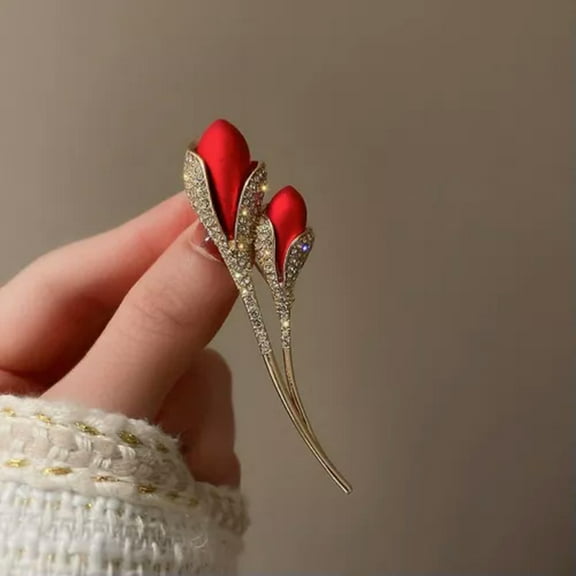 EOEMY High Quality Rhinestone Zircon Flower Rose Brooch Pins Wedding Women Jewlery-#2