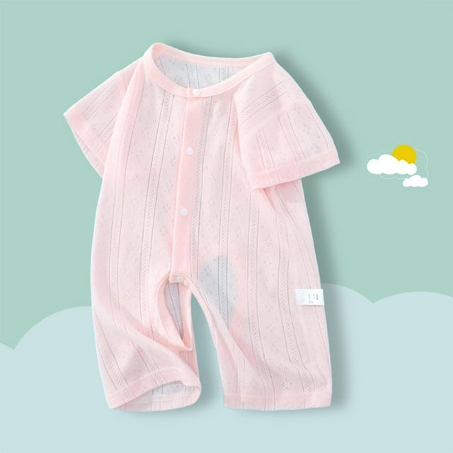 BLCHUNen Baby Jumpsuits for Infants Button down Crew Neck Cotton Loose Lightweight Outing Lounge Sleep Casual Summer Rompers