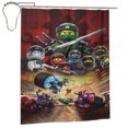 thumbnail image 1 of Cortina de ducha Ninjago, hermoso juego de cortinas de ducha con dibujos animados para niños, niñas, dormitorios universitarios, baño, accesorios de decoración de bañera a prueba de agua con 12, 1 of 8