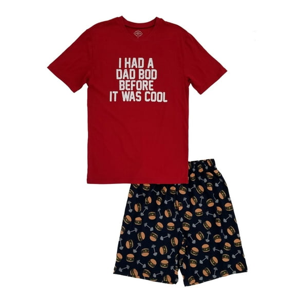 Mens 2-Piece Dad Bod T-Shirt & Shorts Sleepwear Pajama Set Small