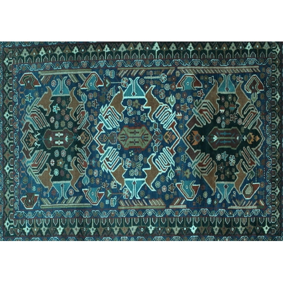 Ahgly Company Indoor Rectangle Persian Light Blue Traditional Area Rugs, 4' x 6'