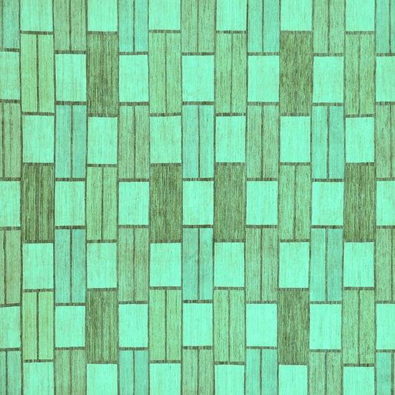 Ahgly Company Machine Washable Indoor Square Abstract Turquoise Blue Modern Area Rugs, 5' Square