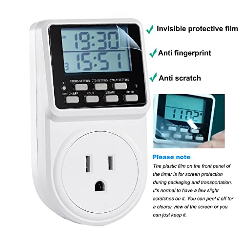 24 Hour Digital Electric Timer Plug Socket with Countdown and On-Off Repeat 