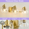 thumbnail image 6 of Deyidn Modern Industrial Vanity Light, 25 Inch Gold Bathroom Wall Sconce with Clear Glass Shade for Living Room Bedroom, 6 of 9