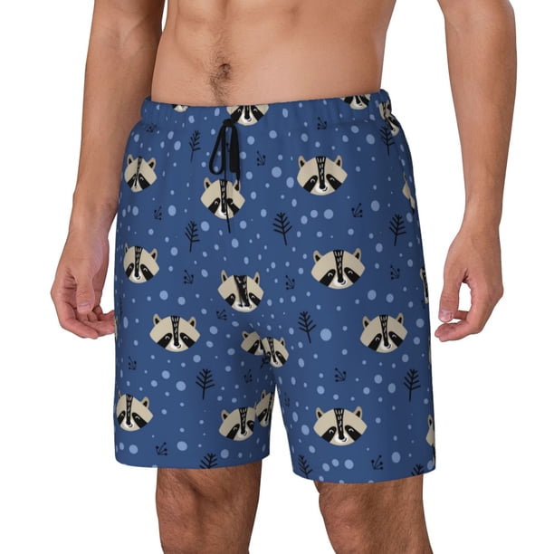 Fotbe Raccoon blue point Traje de Baño para Hombre – Shorts de Natación de Secado Rápido con Forro y Bolsillos-3X-Large